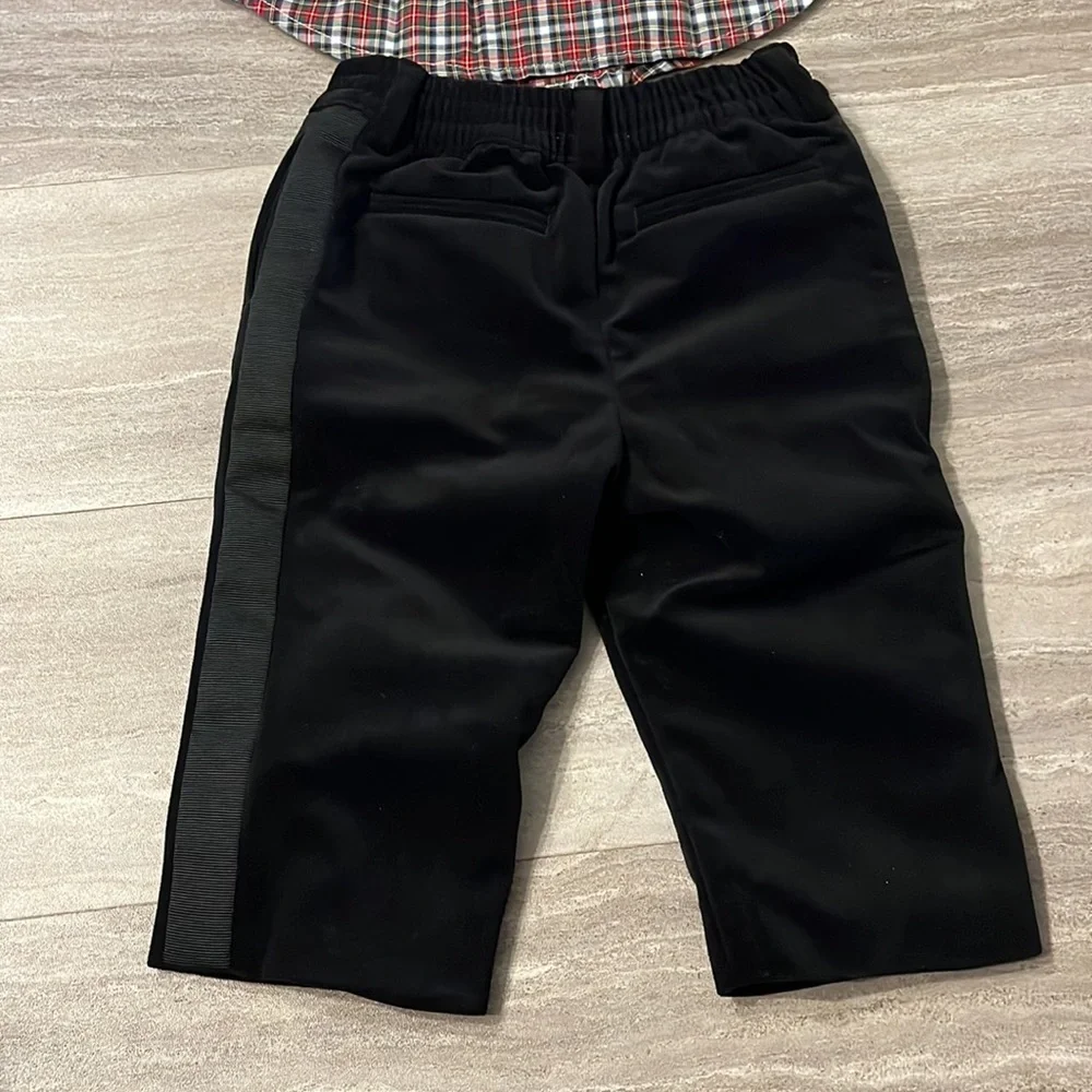 Ralph Lauren Baby Formal Plaid Dress Shirt & Velvet Tuxedo Pant Set